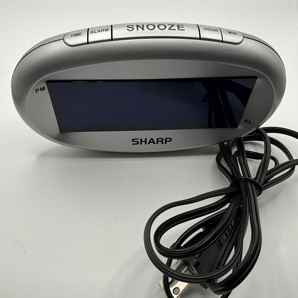 Sharp Digital Alarm‎ Clock Model SPC-875 Silver Snooze Battery Backup WORKS